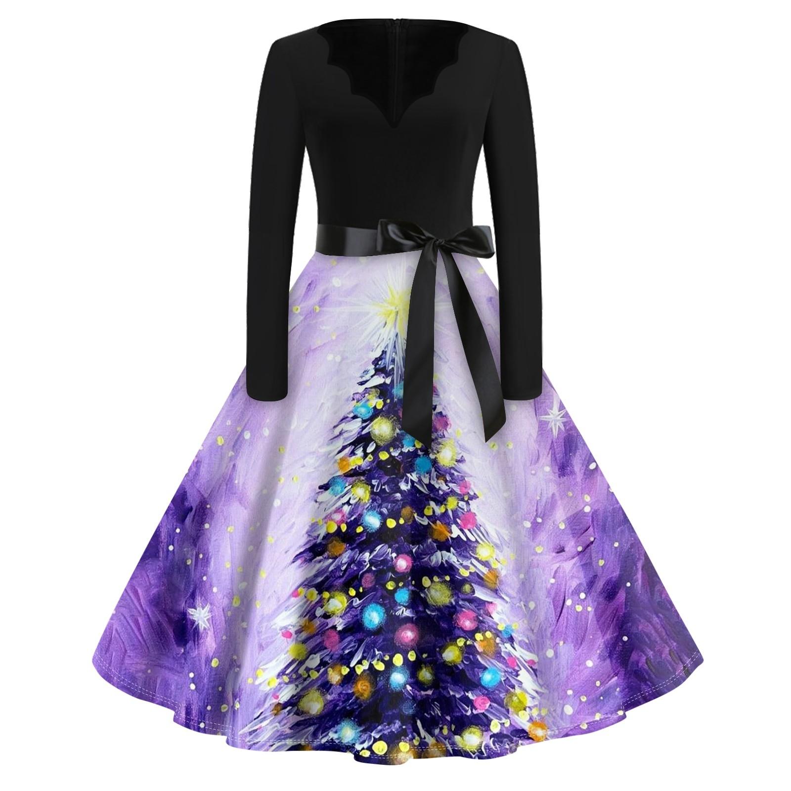 Женское повседневное модное длинное платье с V-образным вырезом и длинным рукавом — фото 11