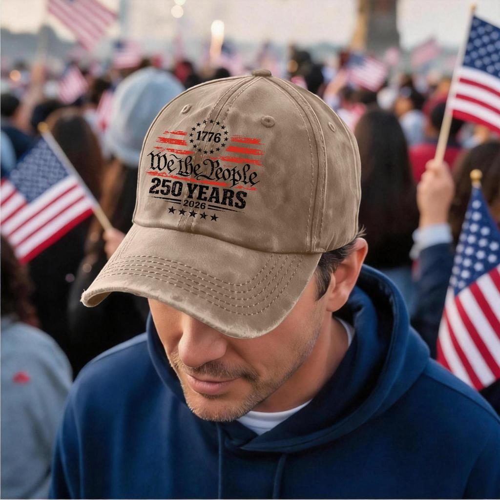 Vintage Adjustable Baseball Cap We The People 250 Years 1776 2026 Anniversary Embroidered Dad Hat for Men Women Unisex Classic Style