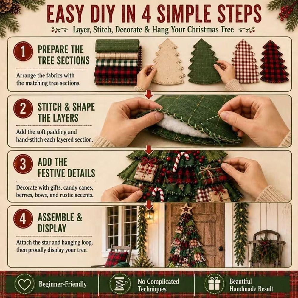Vintage übergroßer Stoff-Weihnachtsbaum Handgemacht DIY Weihnachts-Patchwork Bastelset Weihnachtsgeschenk