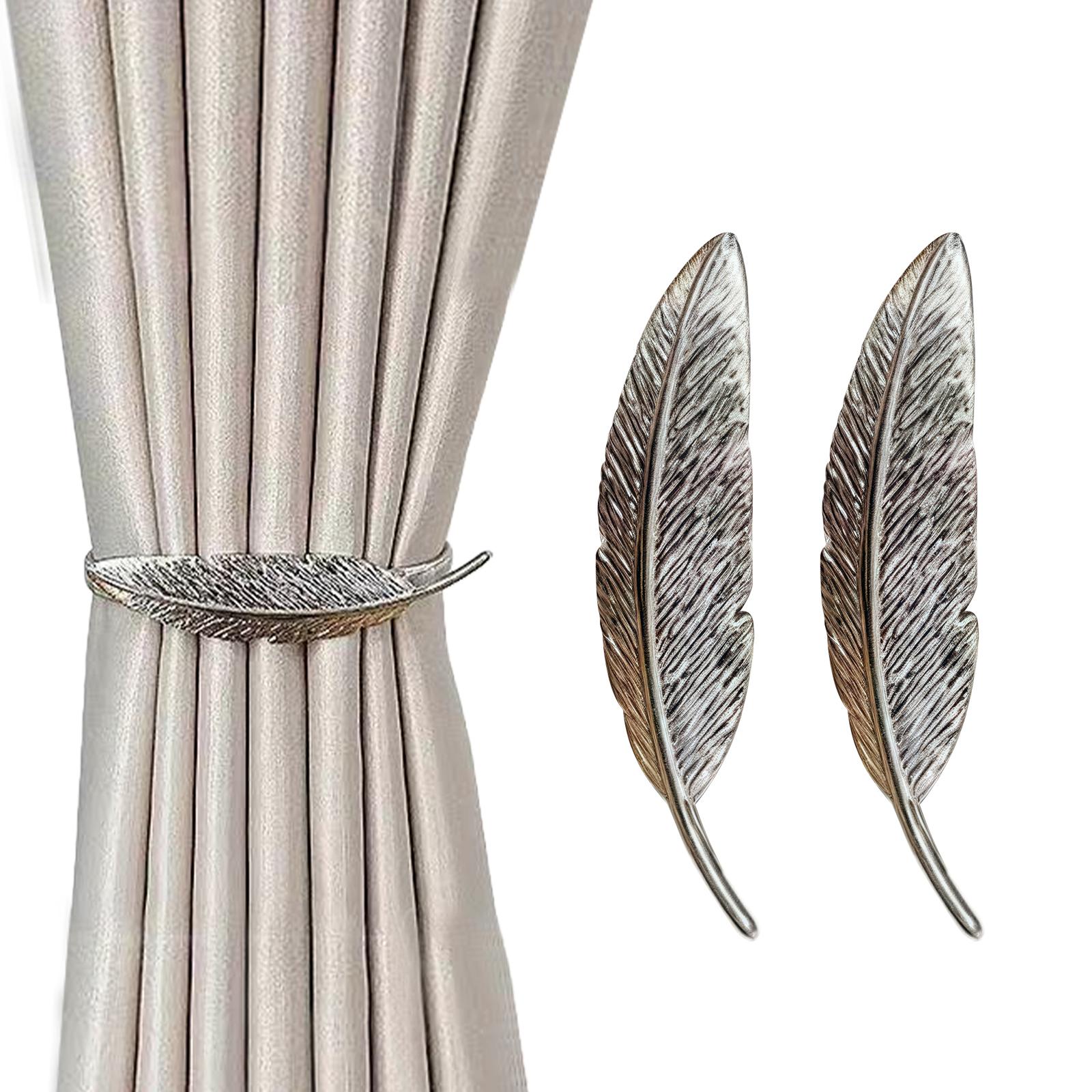 2Pcs Metal Decorative Leaf Curtain Tiebacks Creative Curtain Rope Buckles Spring Drape Holder Clips Curtain Tie Backs