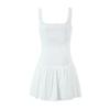 French Square Collar First Love White Suspender Dress Children Waist Temperament Design Sense Slim a Word Short Skirt Summer