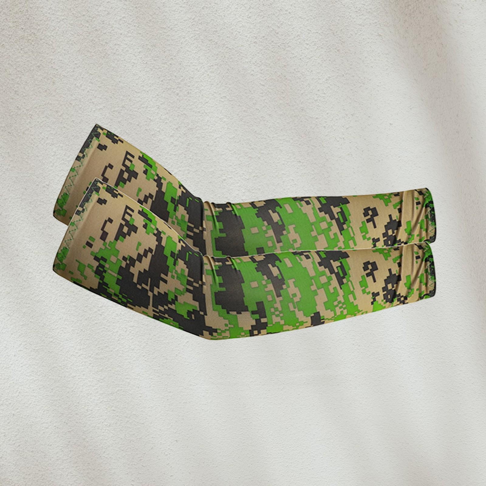 

Спорт на открытом воздухе Противорадиационные рукава Камуфляжный принт Быстросохнущие Прямые нарукавники One Size зелёный