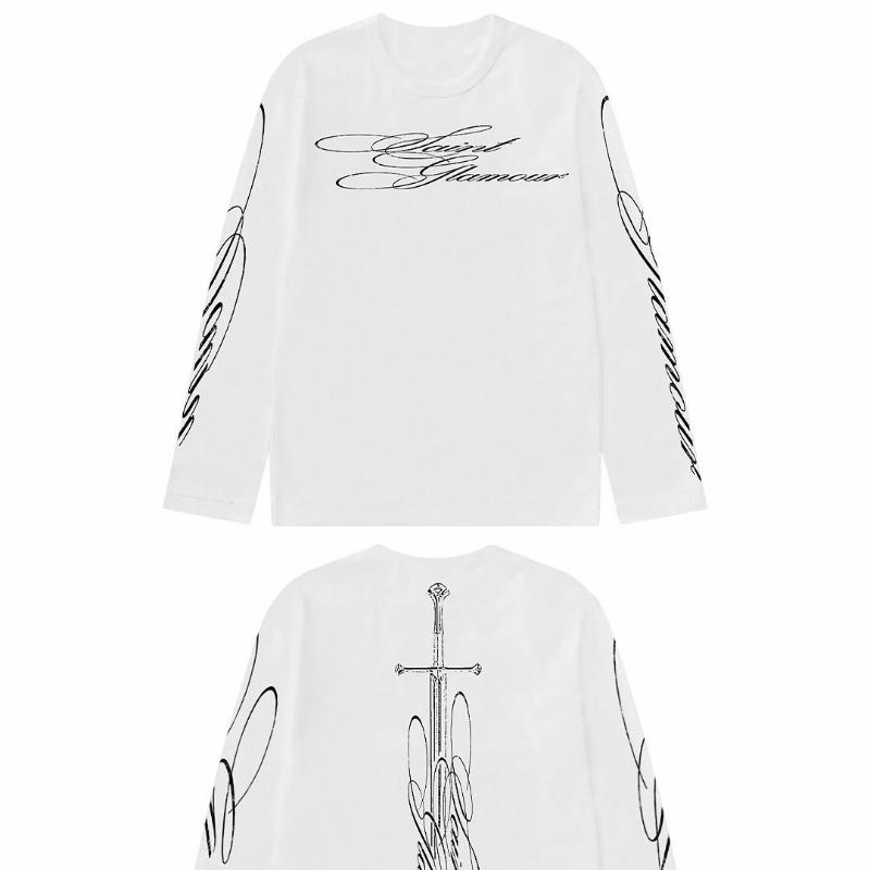 

Мода Y2K повсякденний топ з принтом хреста осінній з довгим рукавом вільний чоловічий та жіночий L білий