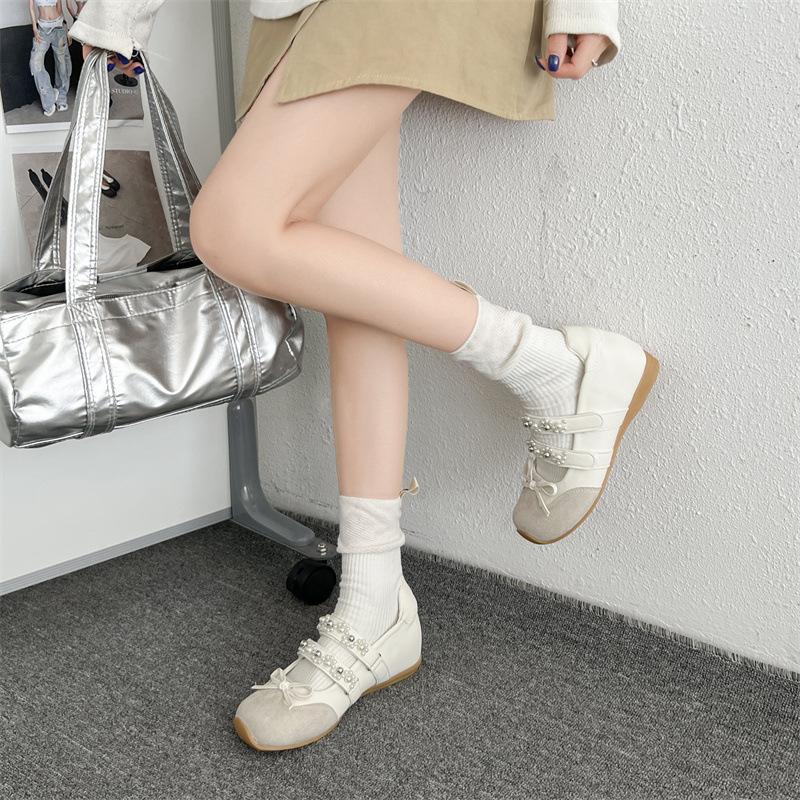 Xiaoxiangfeng slope heel Mary Jane shoes women's spring and autumn versatile one-pedal flat-soled single shoes mesh breathable casual women's shoes