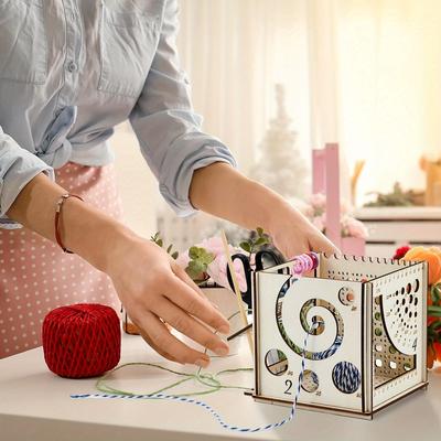 1Pc All-in-One Wooden Yarn bowl,Knitting Yarn Bowls for Crocheting,Creative Extra Large Yarn Holder,Multifunctional Knitting Tool.
