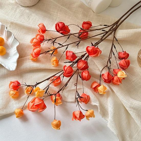 Künstliche Chinesische Laternenstiele Realistischer Oranger Falscher Koelreuteria Zweig 31,5 Zoll Hoch Kunstseidenstiele für Vase Bauernhaus Küchentisch Mittelstück