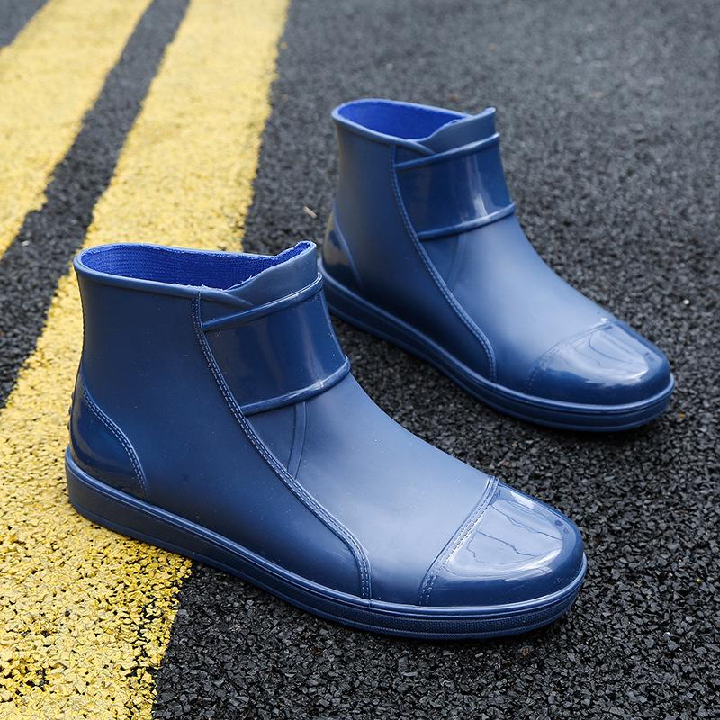 

Летняя дождевая обувь мужская короткая нескользящая водонепроницаемая обувь мужские резиновые сапоги низкие модные галоши кухонная рыбацкая резиновая обувь 45 синий