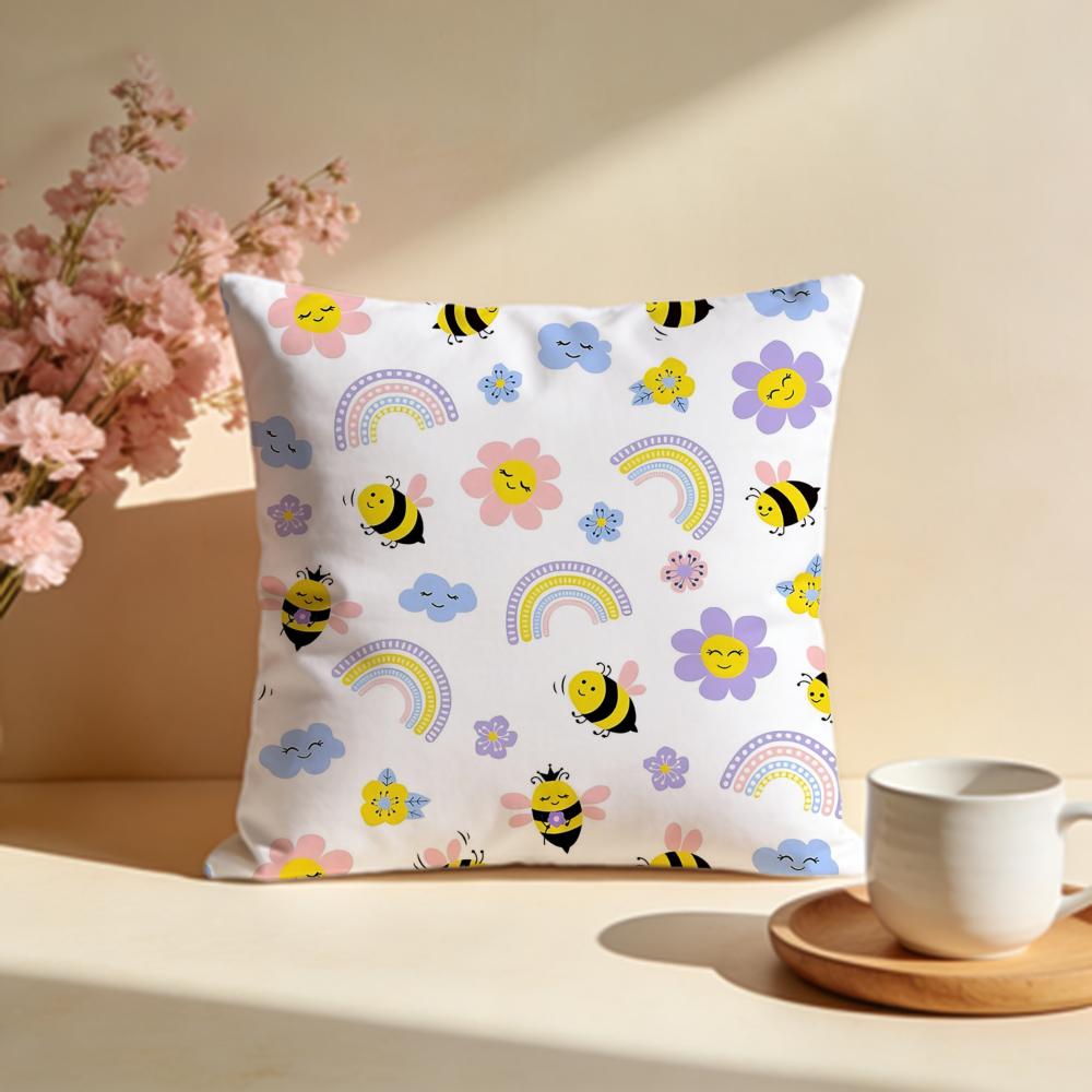Busy Little Bee Cushion Cover Soft Pillow Cases for Home Bedroom Living Room Sofa