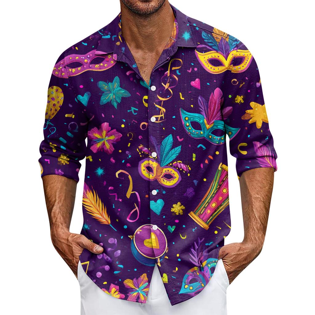 Men's Casual Button-Down Long-Sleeve Shirt