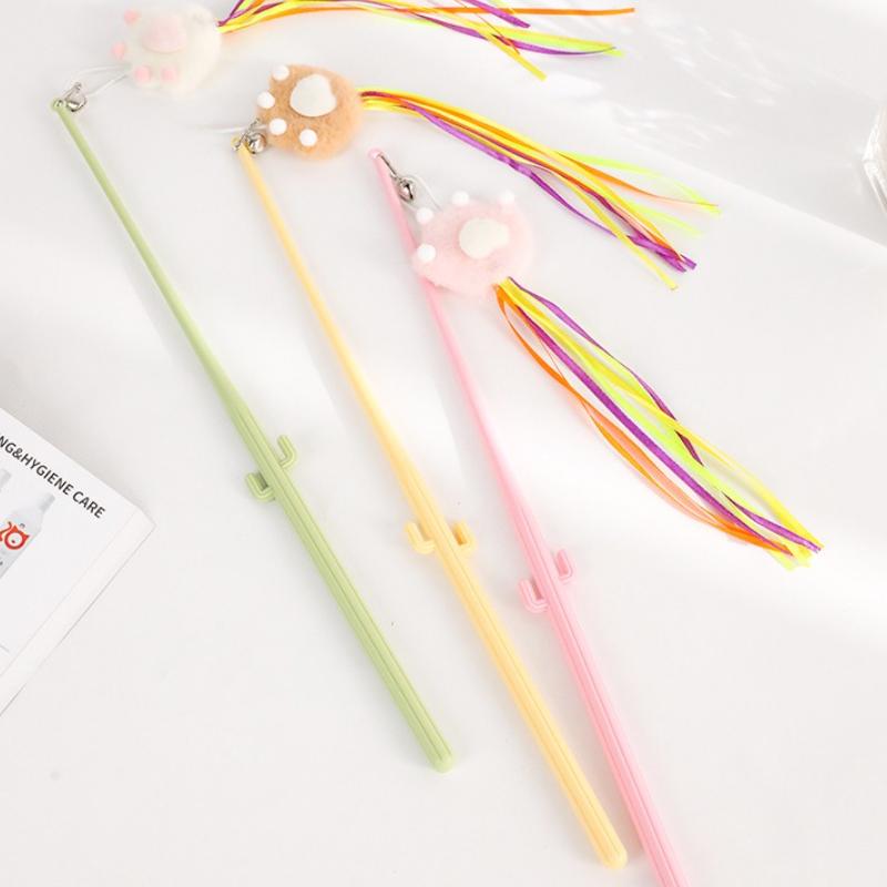 Cat Wand Toy Cute Claw Teasing Stick for Cat Interactive Toy Funny Colorful Kitten Teaser Stick Pet Cat Supplies