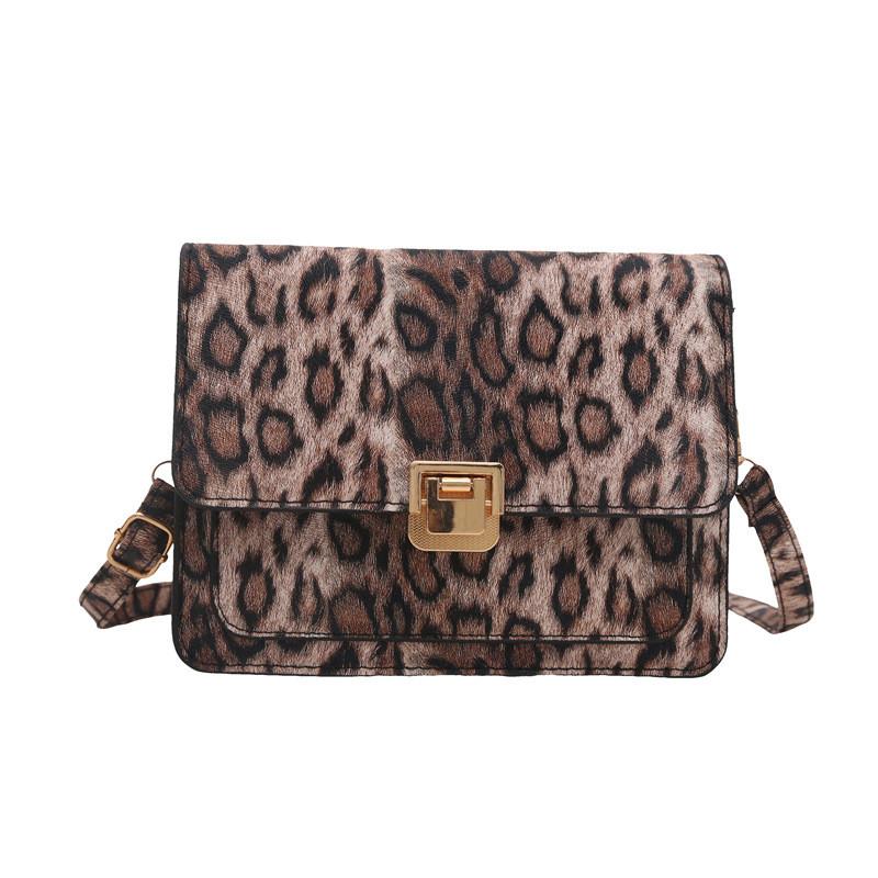 

Trendy Pu Leather Small Square Bag With Leopard Pattern For Women Everyday Use кавовий