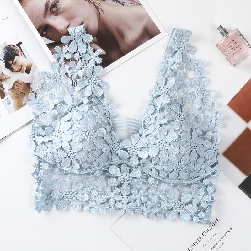 New Water-Soluble Floral Lace Beautiful Back Without Steel Ring, Breathable Shest Wrapping, Anti Glare Base, Suspender, Underwear Vest For Women