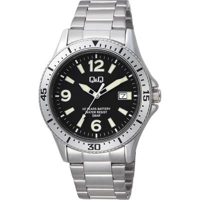 A24A-003PK (Q&Q Watch Analog 10-years Battery Water-resistant Day Metal Band) Watch