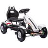 Go-Kart Pedal Car with Hand Brake, Adjustable Seat, Forward and Reverse Gear, up to 50kg for Children 5-12 Years, White