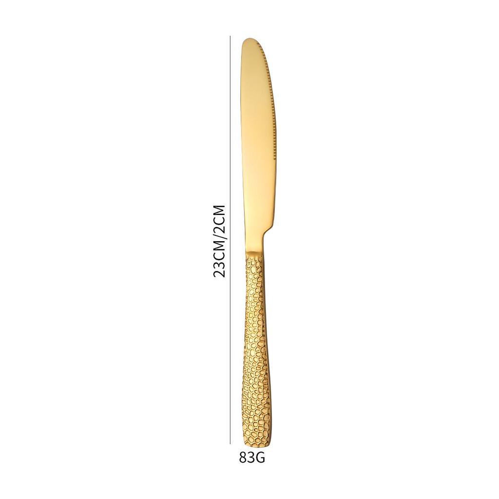 6-Piece Cross-Handle Snake Pattern Titanium-Plated Stainless Steel Cutlery Set (Knife, Fork, and Spoon)