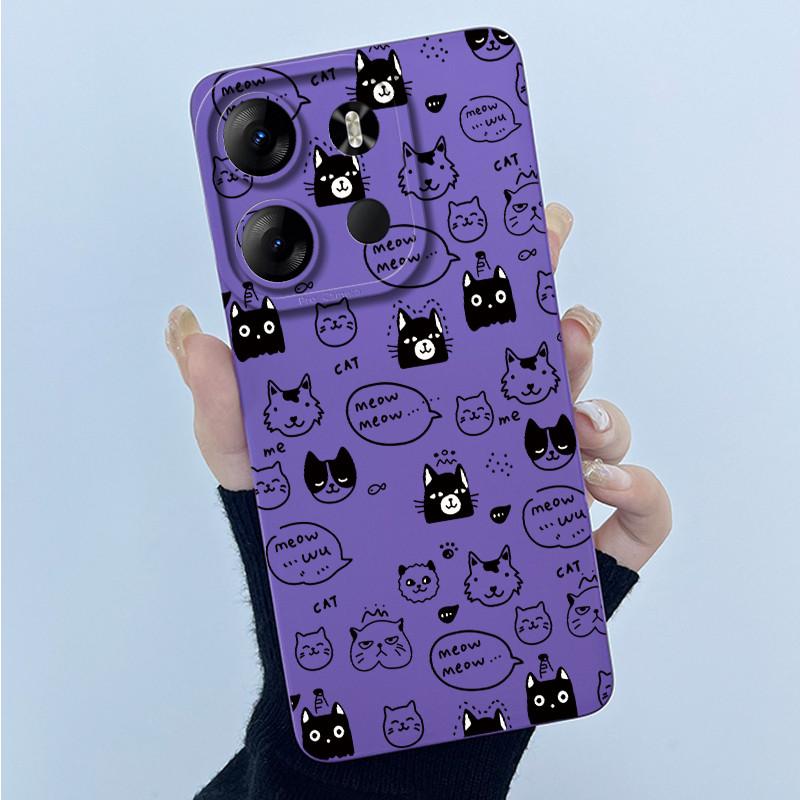 For Tecno Spark Go 2023 Pop 7 Pro BF7 Infinix Smart 7 Plus Smart7 HD Case Lovely Cartoon Cat Liquid Silicone Soft TPU Back Cover
