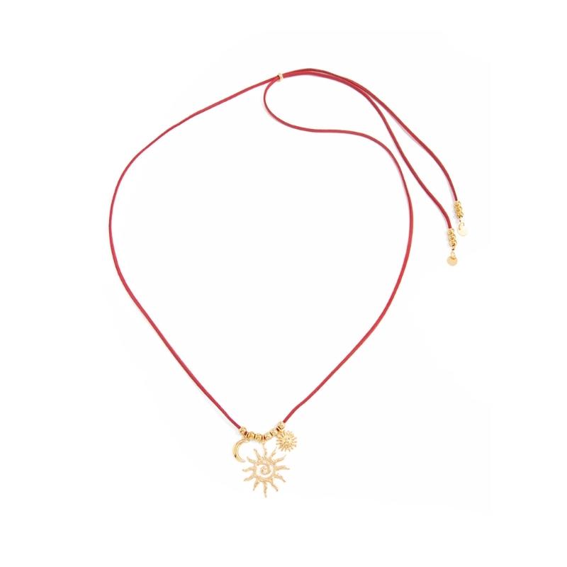 Stylish Hollow Sun Pendant Necklace Adjustable Length Elegant Collarbone Chain For Women Fashion Jewelry Gift красный