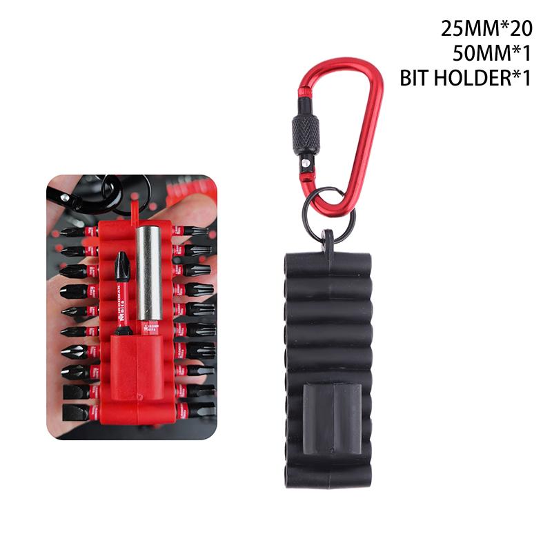 Portable Rubber Screwdriver Bit Holder With Carabiner Keychain Bits Holder Multi Cross Driver Bit Organizer Sleeve Holder