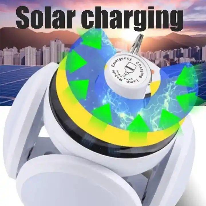 50W Football Led Bulbs Solar Remote Control Night Light Rechargeable Light with Lantern Folding with Cable for Garden Bulb Light