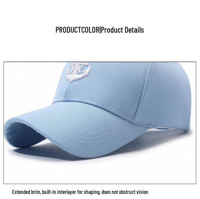Unisex Spring/Summer Sun Hat with 3D Anchor Embroidery - Trendy, Versatile Sports Cap for Couples and Students.