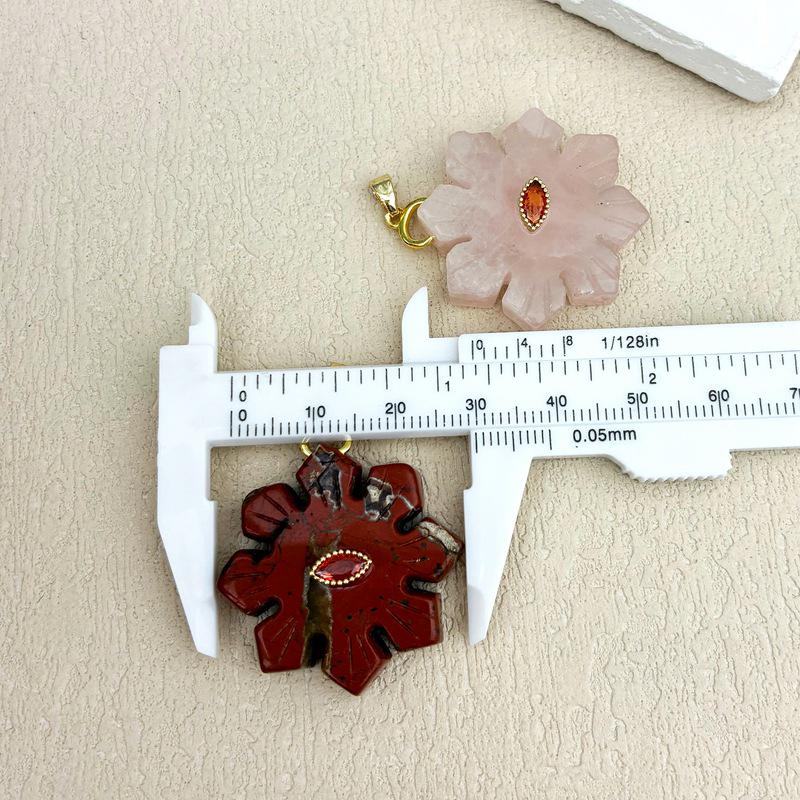 Natural Rose Quartz Crystal & Snowflake Pendant Necklace with Lapis Lazuli