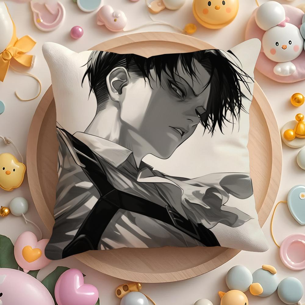 L-Levi Anime A-Ackerman Cushion Cover Home & Car Multi-Scene Pillow Cover - Reversible, Soft & Durable for Daily Use