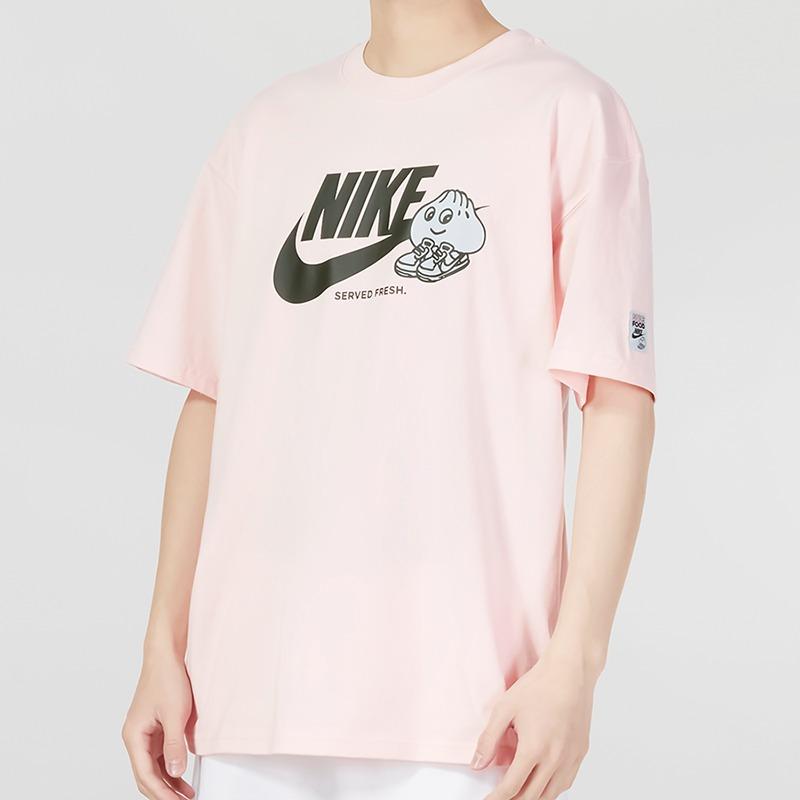 Nike Logo Print Crew Neck Short Sleeve T-Shirt Men Tops Pink FB9804-686