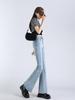 Women's High-Waisted Light Blue Micro-Flared Jeans - 2024 Spring/Autumn Versatile Long Pants.