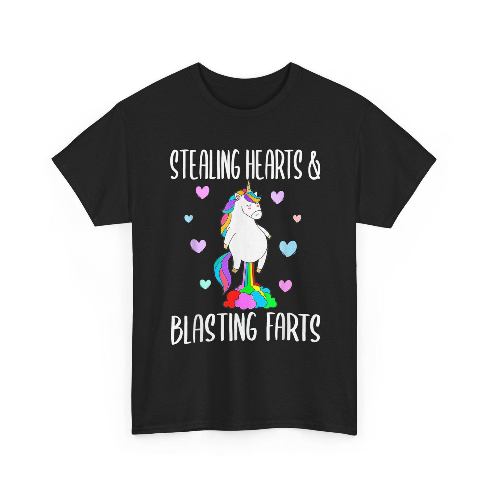 Stealing Hearts Blasting Farts Unicorn Shirt Funny Meme Cute Unicorn Graphic Tee 2XL