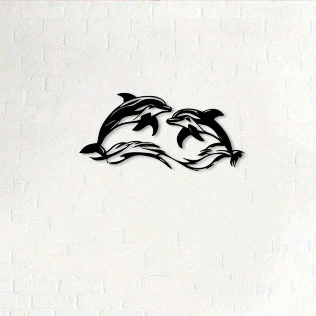 Kovová nástěnná socha Dva delfíni Černá Vnitřní Venkovní Mořské téma Dárek