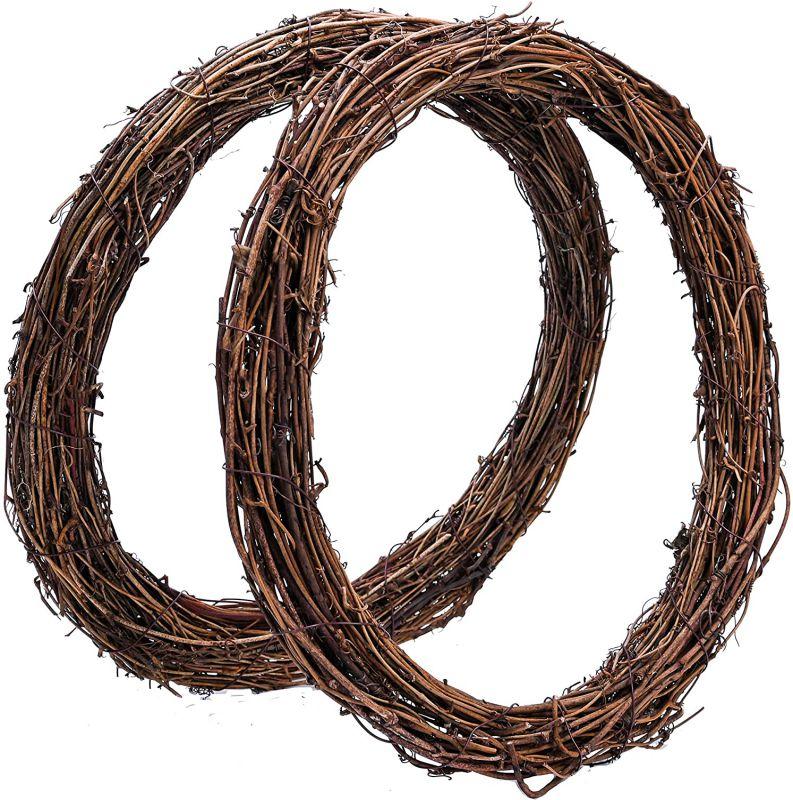 Natural Grapevine Wreath Christmas 2pcs Garland Decoration  Wedding Decor