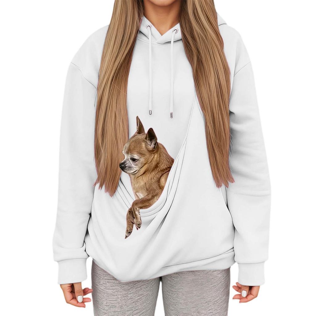 Women's Hoodie, Pet Bag, Sports Shirt, Pet Cat And Dog Pocket Holder, Top