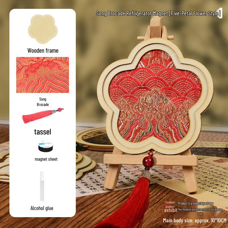 DIY Mother's Day Brocade Magnet Kit - Chinese Style Craft for Team Building