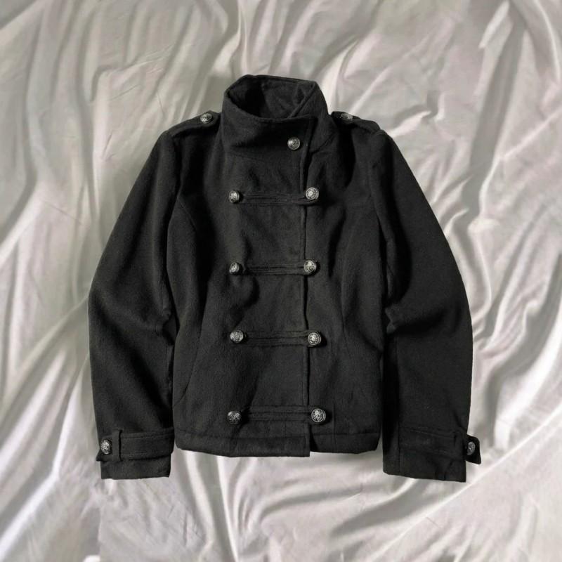 Vintage Stand Collar Double Breasted Wool