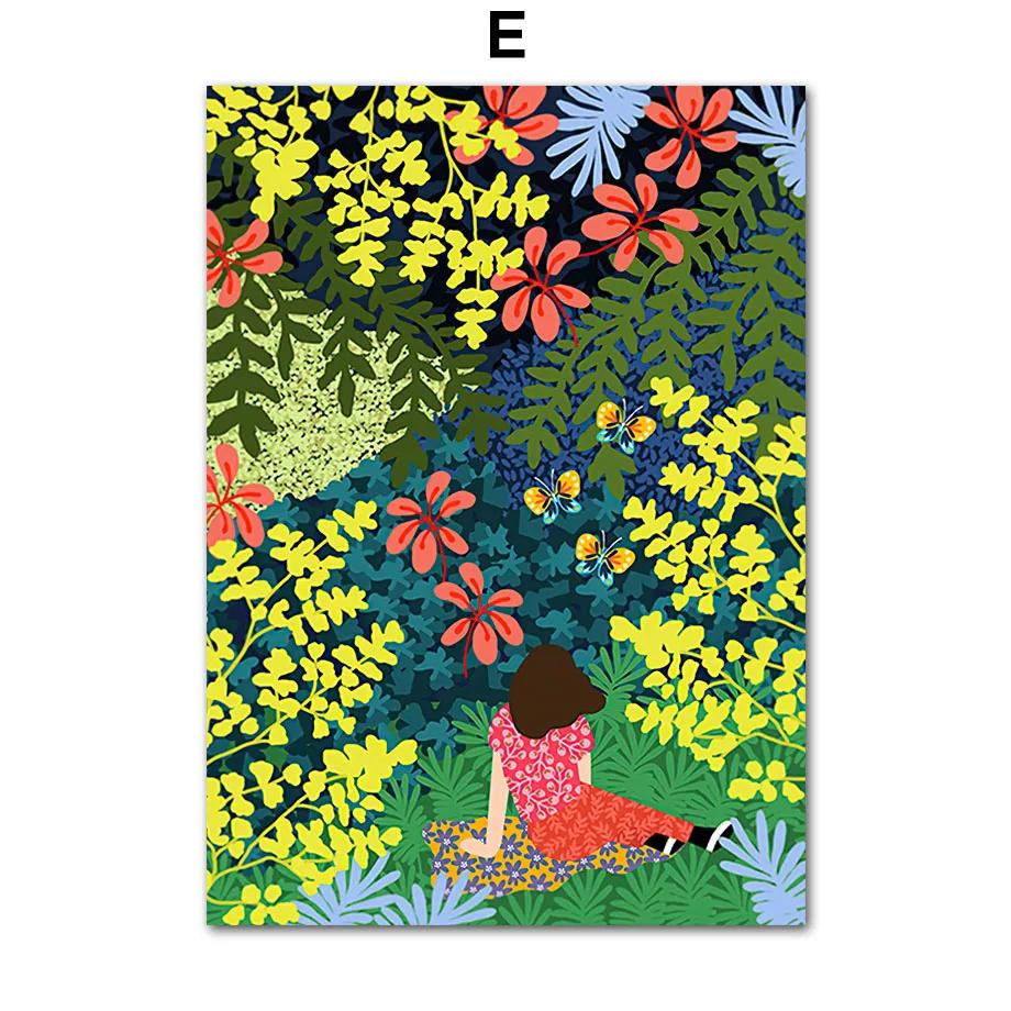 Abstract Tropical Plants Wall Art, Colorful Flower Prints, Canvas Paintings, Nordic Posters, Pictures for Living Room Decor