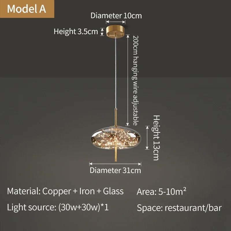 Candelabru de lux cu lumină din cupru pentru bucătărie Decor modern pentru casă Designer de cristal 2024 Mese de sufragerie LED Iluminat cu pandantiv