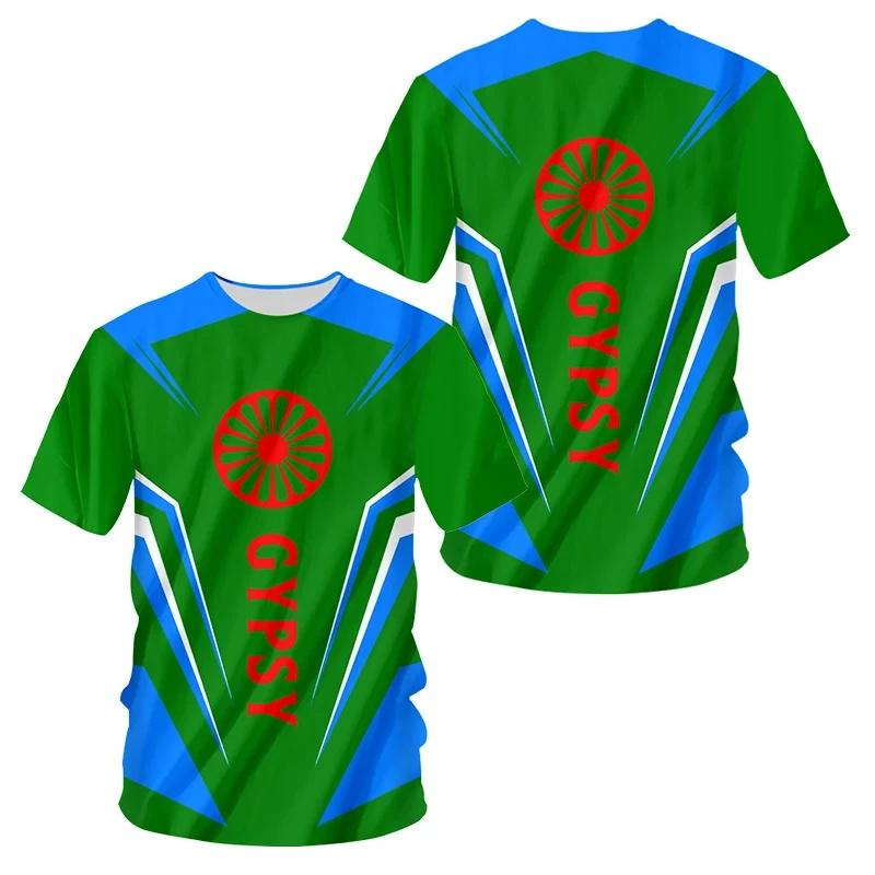 New Gypsy National Emblem Graphic T Shirt 3D Gypsy Coat Of Arms Printing T-shirts For Men Kid Fashion Streetwear Tee Shirts Tops