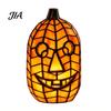 Collectable Artistic Lamp Stained Glass Pumpkin Lamp, Halloween Fall Table with Warm Glow, Decorative Shelf Display USB Powered Resin Orange
