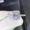 Anelli Femminili Delicati Quadrato Grande Argento Sterling Zircone Champagne per Donne Anelli di Promessa Amore Fidanzamento