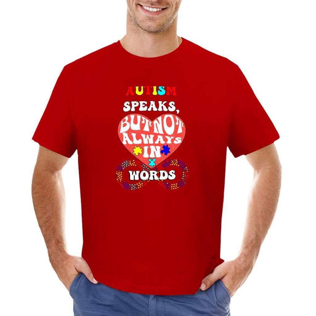 Autism talar, men inte alltid med ord T-shirt för autismmedvetenhet sommarkläder Unisexkläder