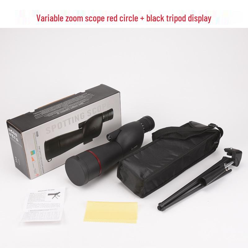 Pleasant Eye 25-75X60 HD Birdwatching Scope, High Magnification Black Telescope with Right Angle Green Film