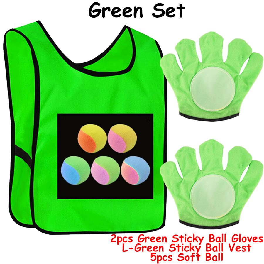 Sticky Ball Vest Gloves Set with 5pcs 6cm Soft Ball Outdoor Interactive Throwing Ball Sports Game Sticky Target Game Sandbag Set