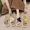Muffin platform slippers women's new country pearl cross fashion outer wear one word skirt beach cool slippers