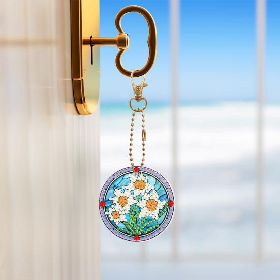 6Pcs Diamond Painting Keychain Cartoon Double Sided Diamond Painting Handmade Gift DIY Lovers Backpacks Walls Windows Decoration