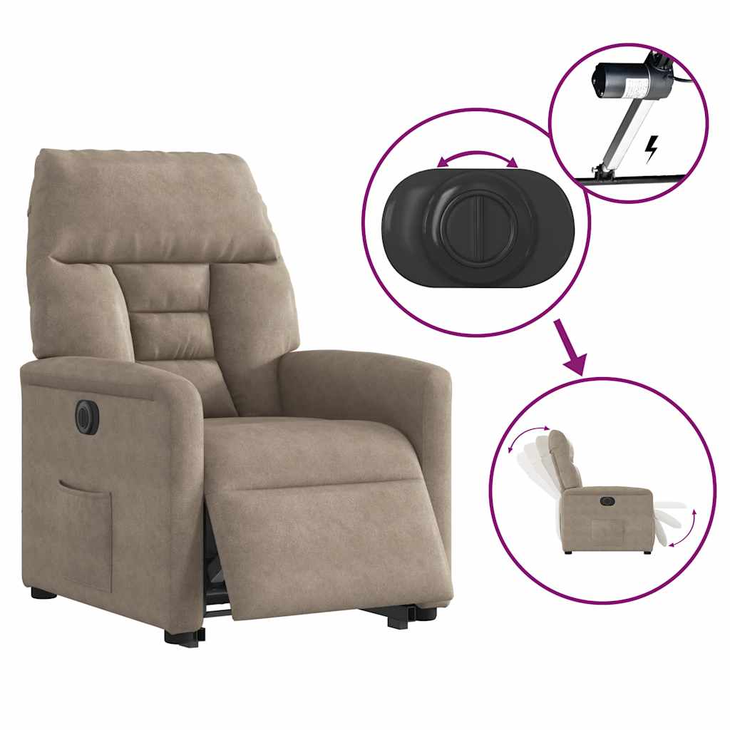 Recliner Chair with Lift Assistance Electric Taupe Microfiber Fabric
