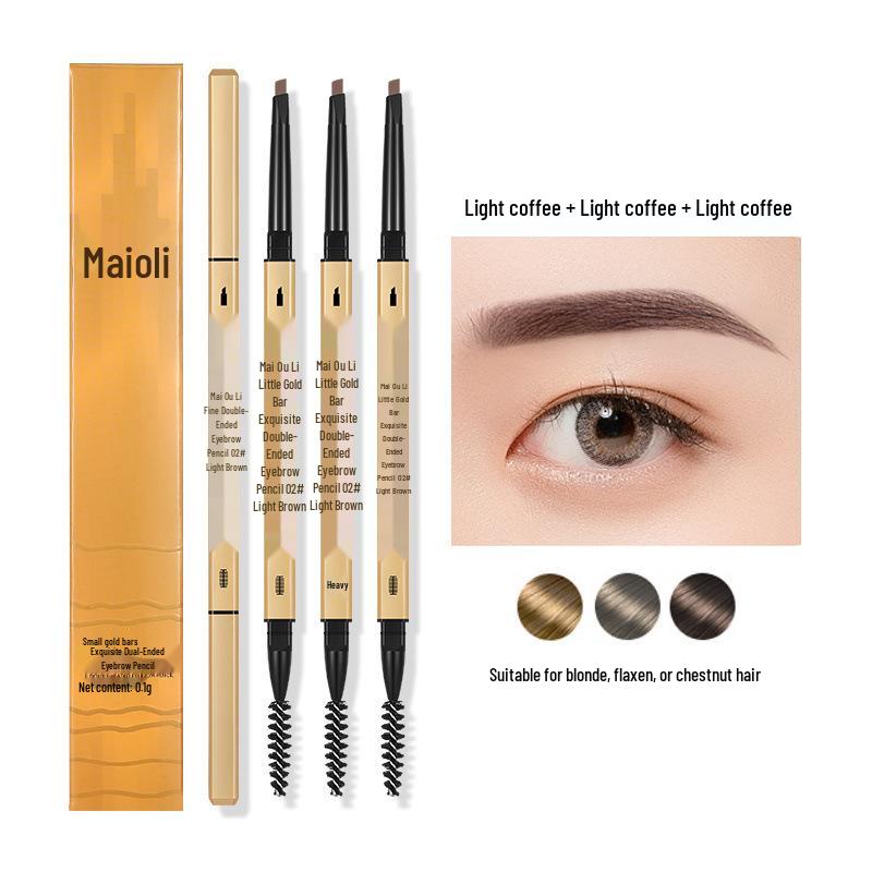 Ultra-Fine 3D Smudge-Proof Double-Ended Eyebrow Pencil with Triangle Tip