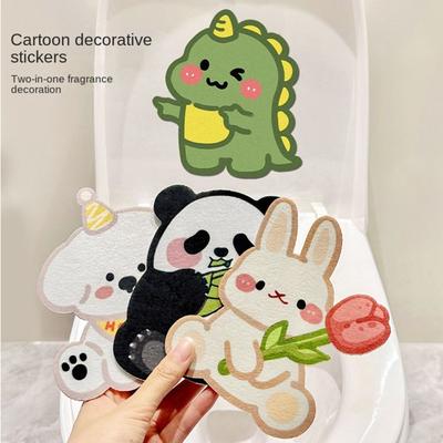 Cartoon Animal Toilet Deodorant Sticker with Deodorant Function Thickened Felt Deodorizing Self-adhesive Posters Home Stickers