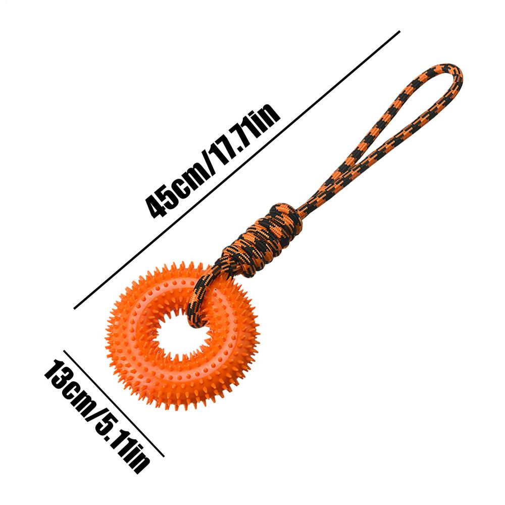 

Squeaky Toys For Dogs Spiky Ring For Chewers Aggressive Chew Indestructible Dog Toy With Rope For Puppy Teething Boredom Relief помаранчевий