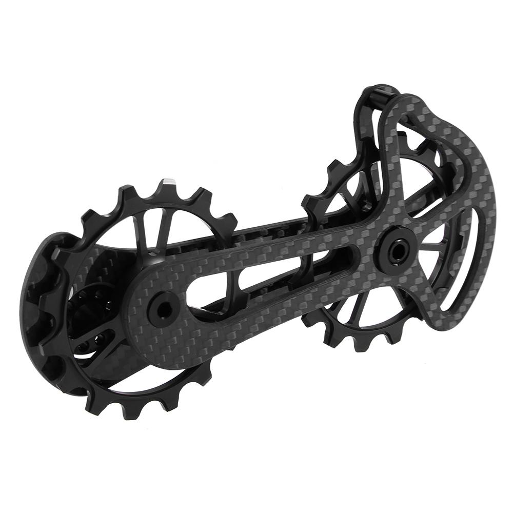 Set di ruote per puleggia jockey con cuscinetto in ceramica per bici da bicicletta 16T Guida per deragliatore posteriore CNC in fibra di carbonio