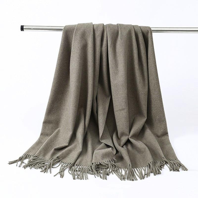 Wool Scarf Women's Winter Korean Style Thickened Warm Solid Color Scarf Shawl High End Versatile Cashmere Scarf